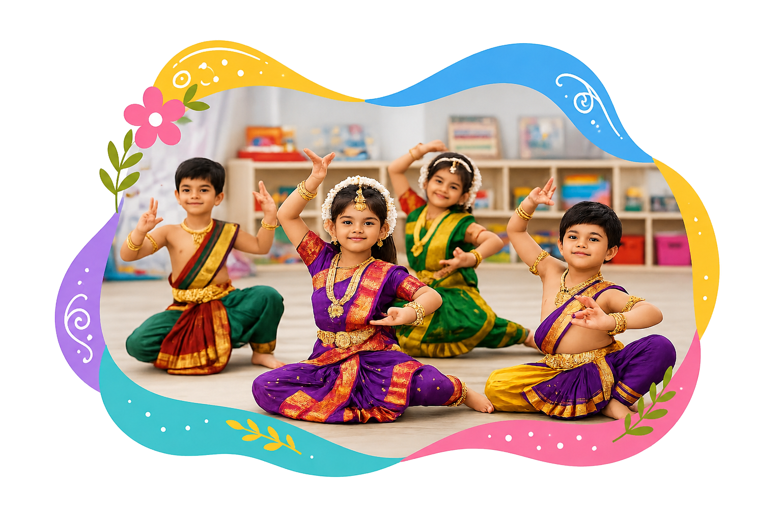Children performing Bharatanatyam at Vasishtha Activity Centre