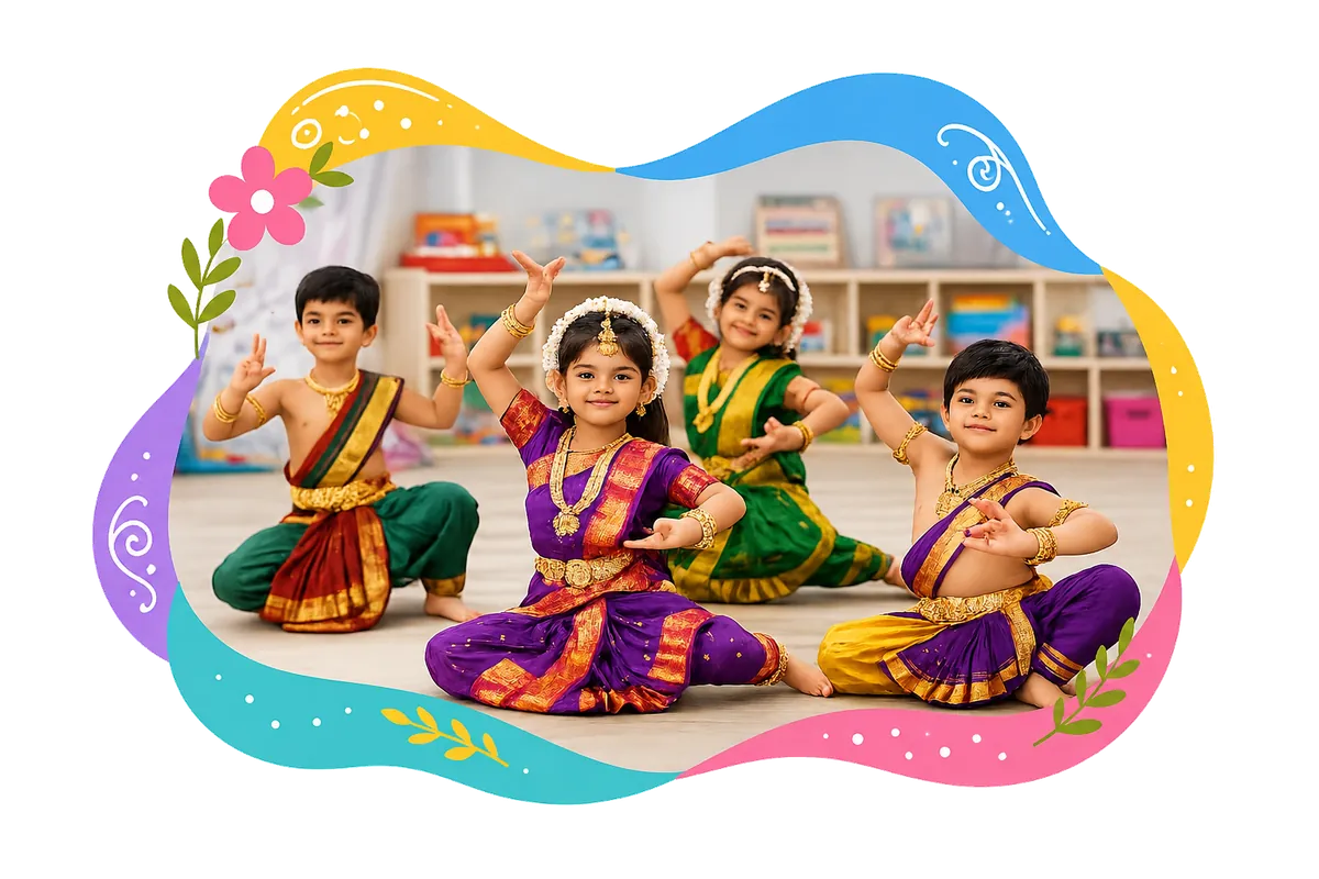 Children performing Bharatanatyam at Vasishtha Activity Centre