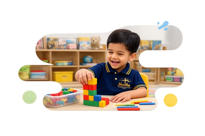 Child engaged in play-based learning at Vasishtha School